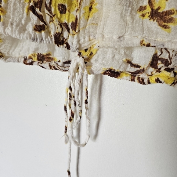 Free People Naya floral print boho cottagecore ruffled top Size S/XS - Picture 7 of 10